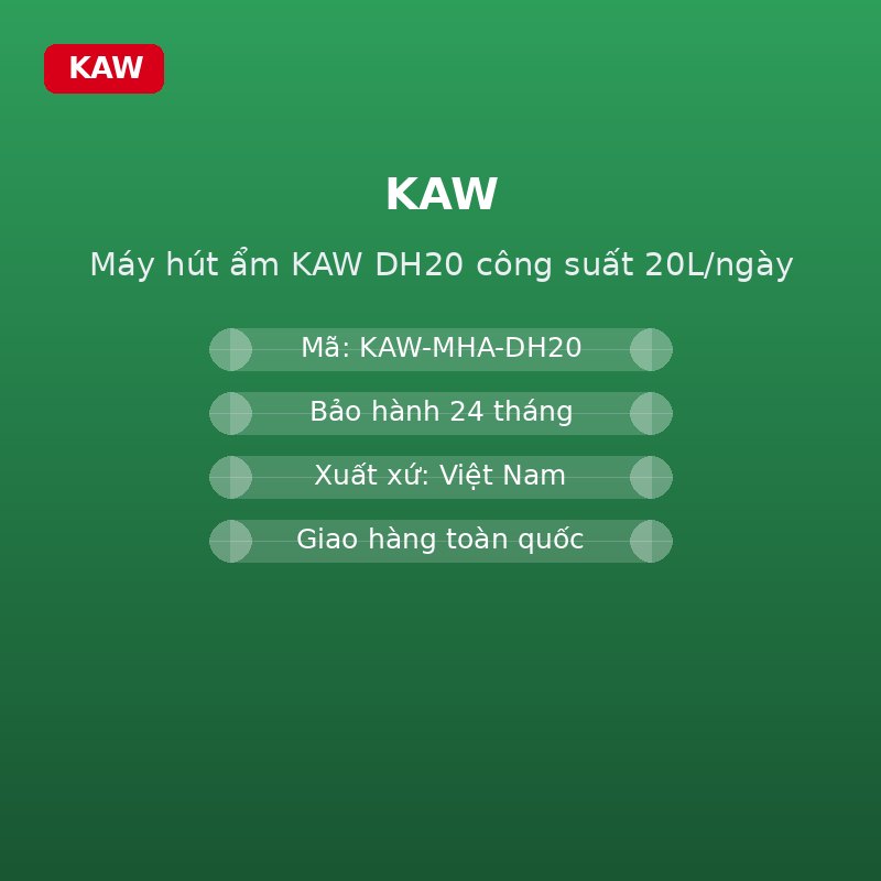 Máy hút ẩm AIRA DH20 công suất 20L/ngày - thông số