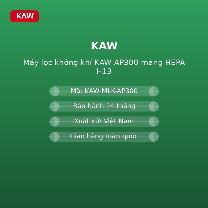 Máy lọc không khí AIRA AP300 màng HEPA H13 - thông số