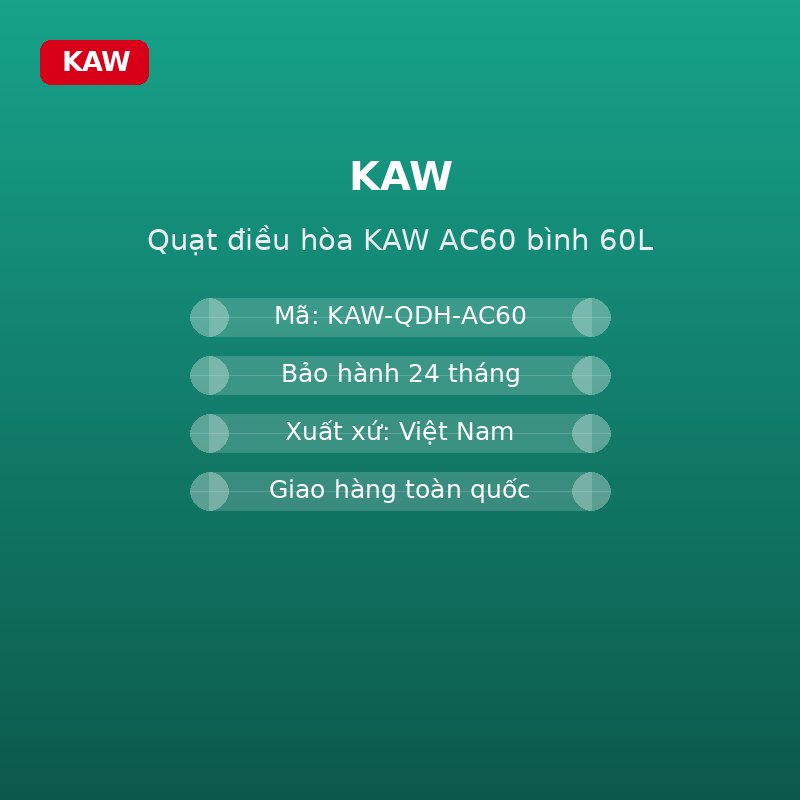 Quạt điều hòa AIRA AC60 bình 60L - thông số