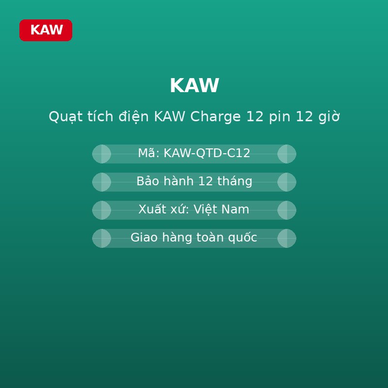 Quạt tích điện AIRA Charge 12 pin 12 giờ - thông số
