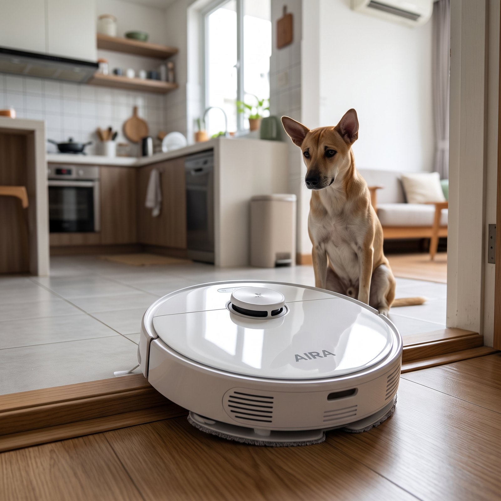 Robot AIRA R9 Pro vượt ngưỡng cửa giữa bếp và phòng khách